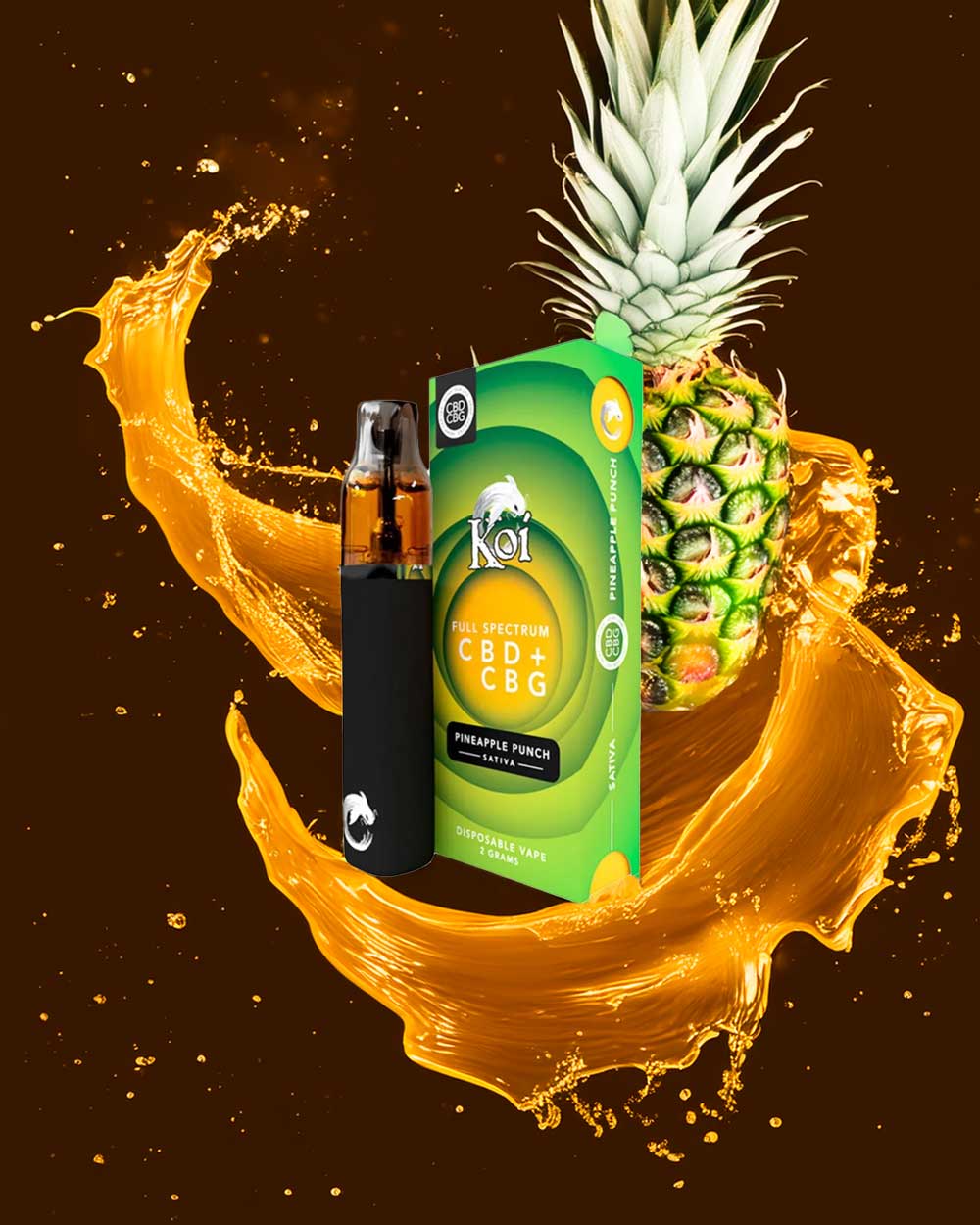 KOI Full Spectrum CBD 2g - Pineapple Punch - CBD + CBG - Sativa - Vapeando Ando vape shop