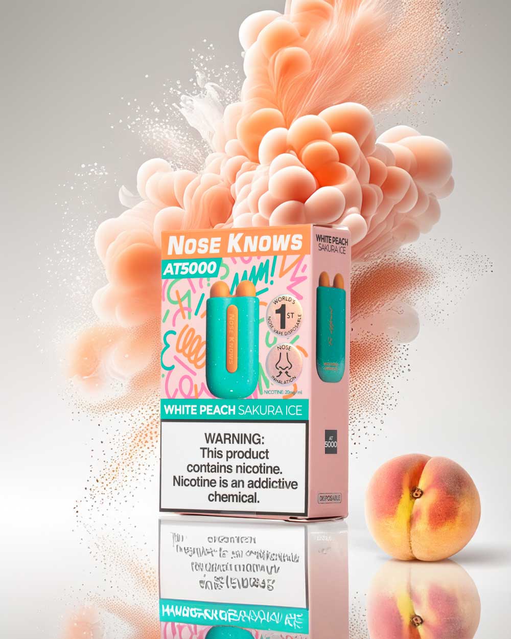 Nose Knows AT5000 - White Peach Sakura Ice - Vapeando Ando vape shop