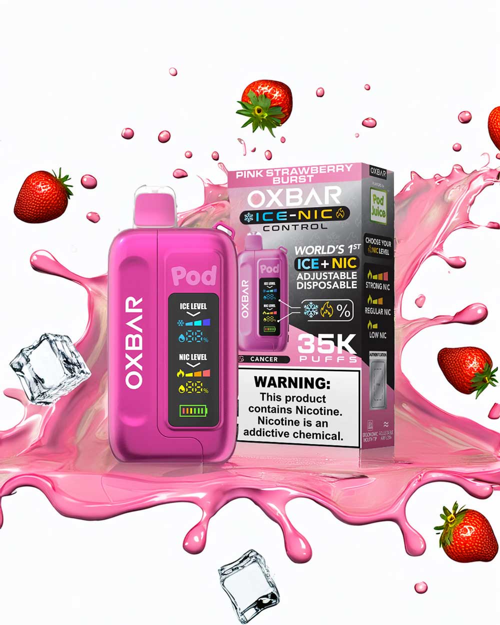 Oxbar IceNic 35000 - Pink Strawberry Burst - Vapeando Ando vape shop