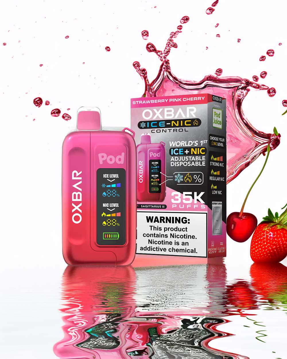 Oxbar IceNic 35000 - Strawberry Pink Cherry - Vapeando Ando vape shop