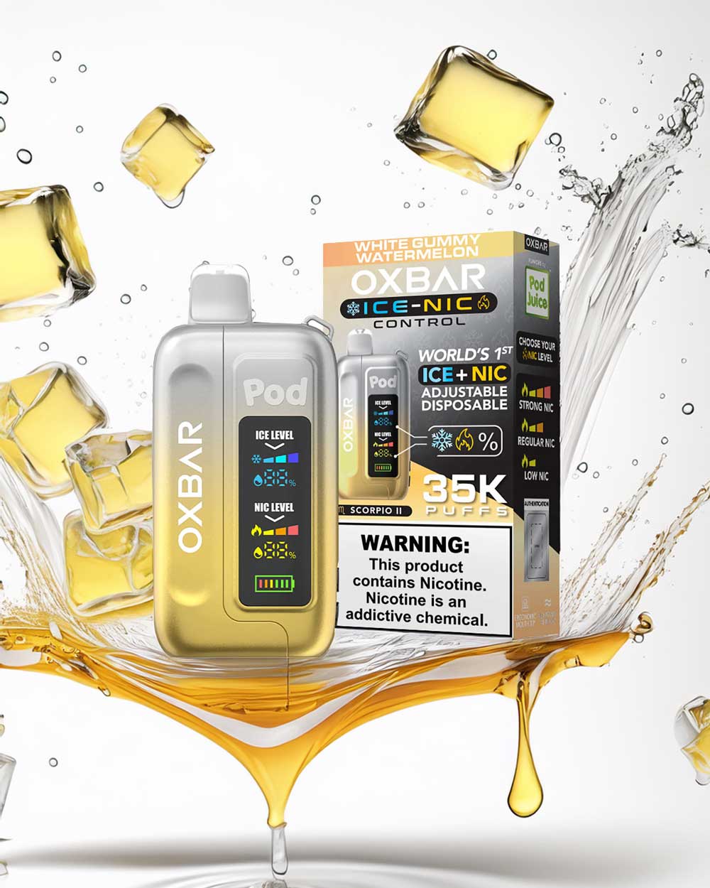 Oxbar IceNic 35000 - White Gummy Watermelon - Vapeando Ando vape shop