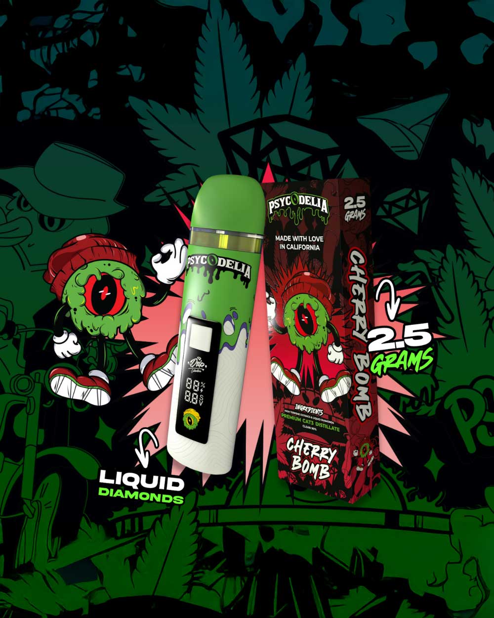 Psycodelia 2.5g - Cherry Bomb - Vapeando Ando vape shop